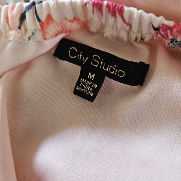 City Studio Pink Floral Off the Shoulder Chiffon Maxi Dress - Picture 7 of 7